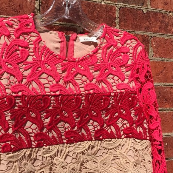 Vibrant Pink Endless Rose Revolve Floral Lace Crop Top - Picture 10 of 14